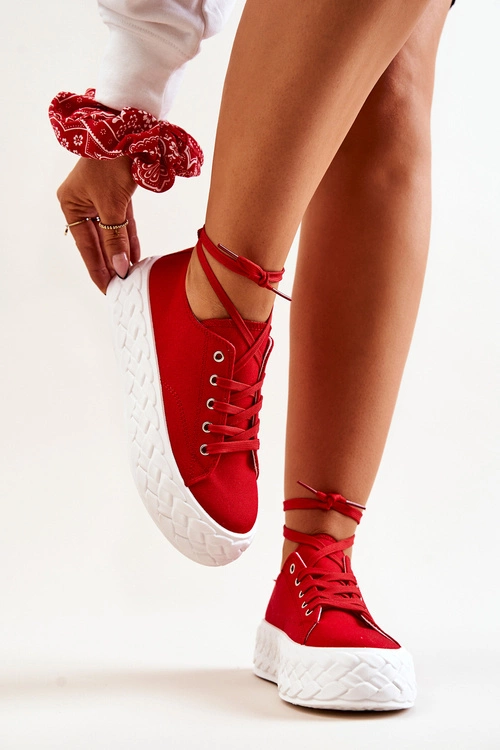 Tenisówki Na Masywnej Platformie Czerwone Suzane