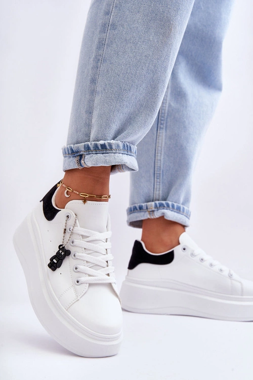 Damskie Buty Sportowe Na Masywnej Platformie Biało-Czarne Mariell