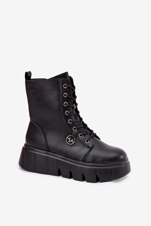 Botki Workery Damskie Na Platformie Ocieplane Vinceza 58588 Czarne