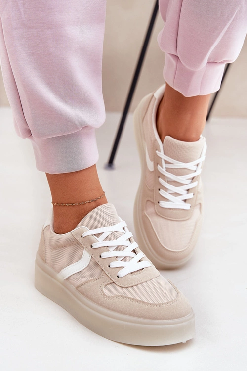 Niskie Sneakersy Damskie Na Platformie Beżowe Telmira