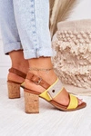 Sandały Na Korkowym Słupku Żółte Emmy