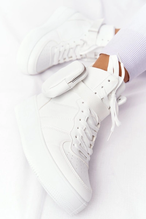 Sportowe Buty Na Platformie Z Nerką Białe Alexis