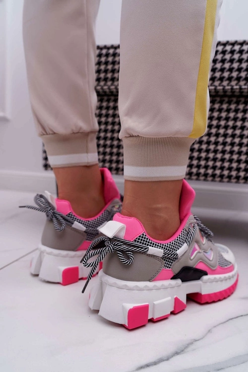Sportowe Damskie Buty Kolorowe Wstawki Fuksja Colored