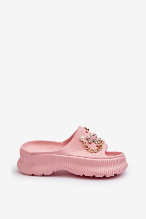 Damskie Piankowe Klapki Z Ozdobami Różowe Afariana