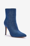 Jeansowe Botki Na Szpilce Niebieskie Eberpia