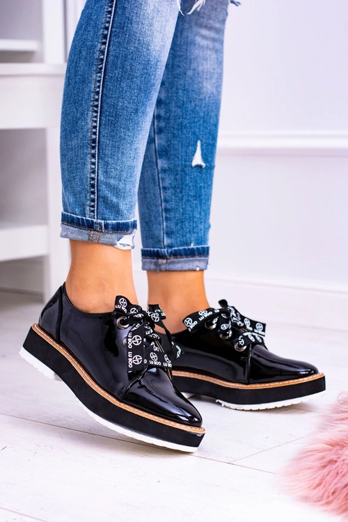 Lu Boo Czarne Damskie Półbuty Moonlight