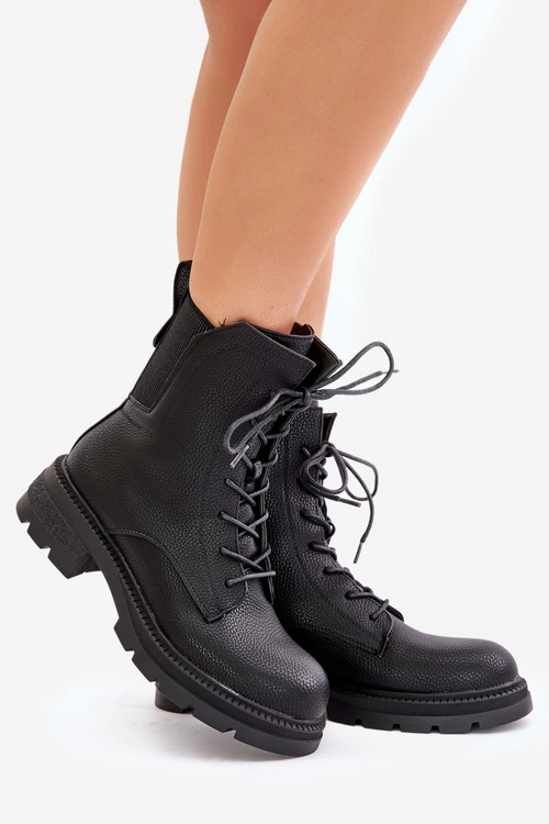 Ocieplane Botki Workery Na Zamek Czarne Leairae