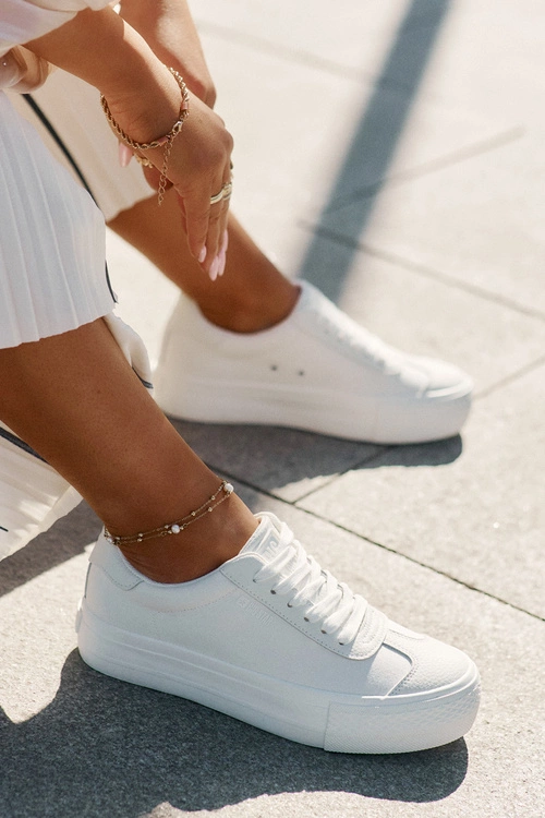 Trampki Damskie Na Platformie Big Star RR274337 Białe