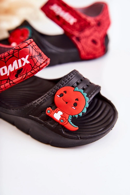 Lekkie Piankowe Dziecięce Sandałki Na Rzep Czarne Asti