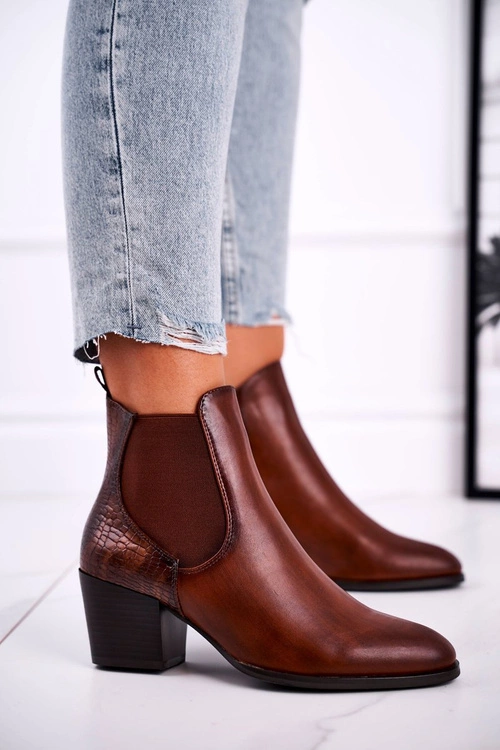 Botki Damskie Na Obcasie Sergio Leone Brązowe BT613