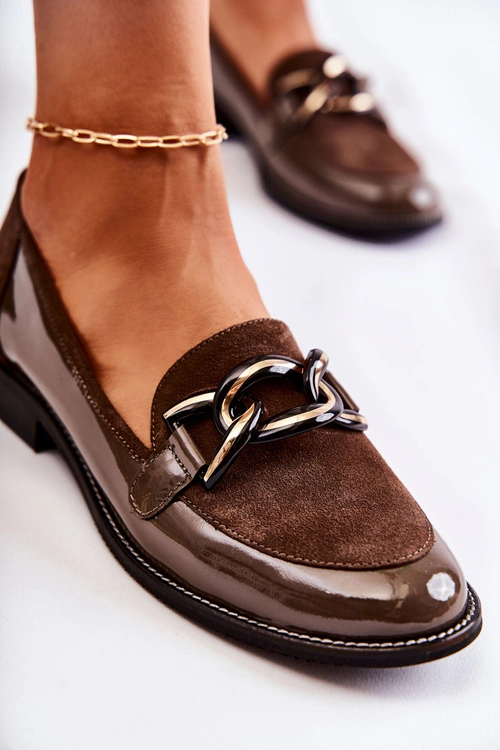 Klasyczne Mokasyny Z Łańcuchem Laura Messi 2531 Brązowe