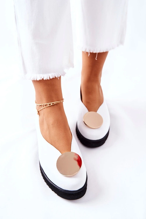 Półbuty Baleriny Na Platformie Maciejka Białe 5315B-11