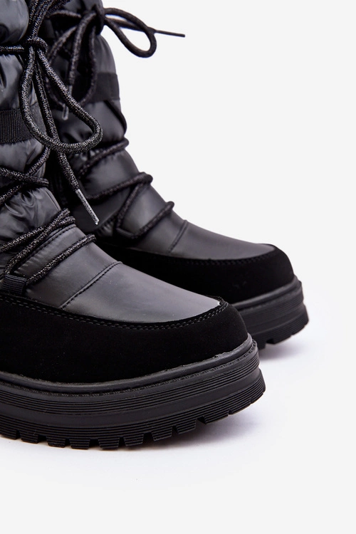 Dziecięce Wodoodporne Śniegowce Ocieplone Wełną Czarne Romaine