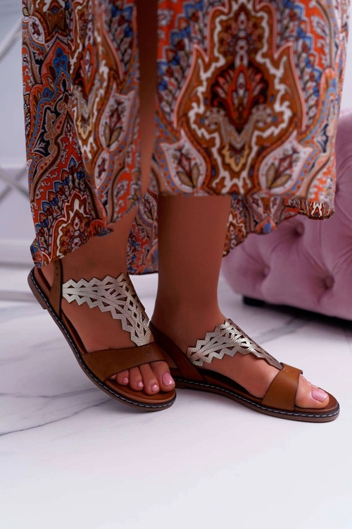 Sandały Damskie Płaskie Sergio Leone SK011 Camel Lirielle