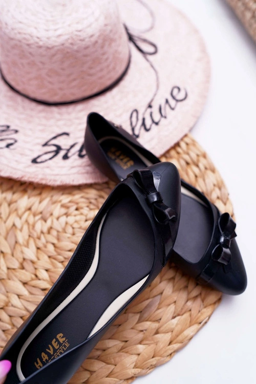 Damskie Balerinki Gumowe Czarne Meliski Syntha