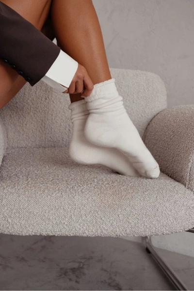 Skarpetki Damskie Bezuciskowe Frotte Ecru