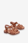 Dziecięce Sandały Na Rzep Z Paseczkami Brązowe Sammy