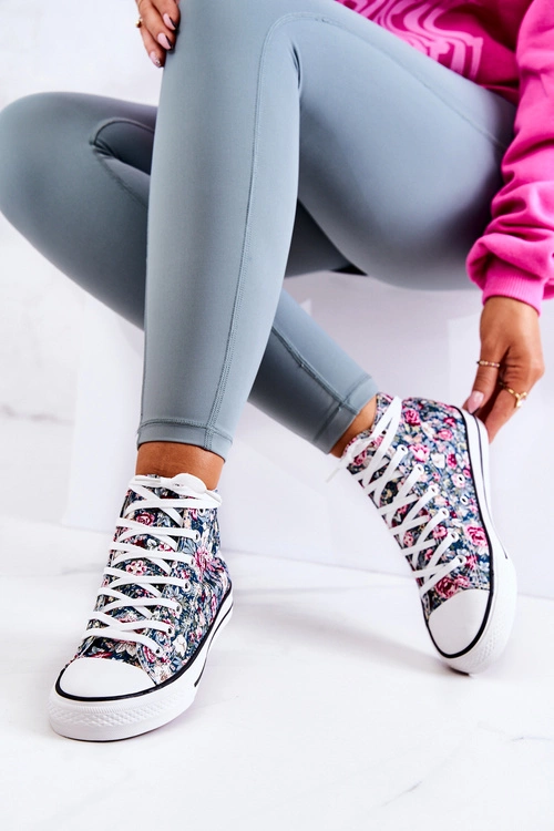 Wysokie Trampki W Kwiaty Zielone Nollie