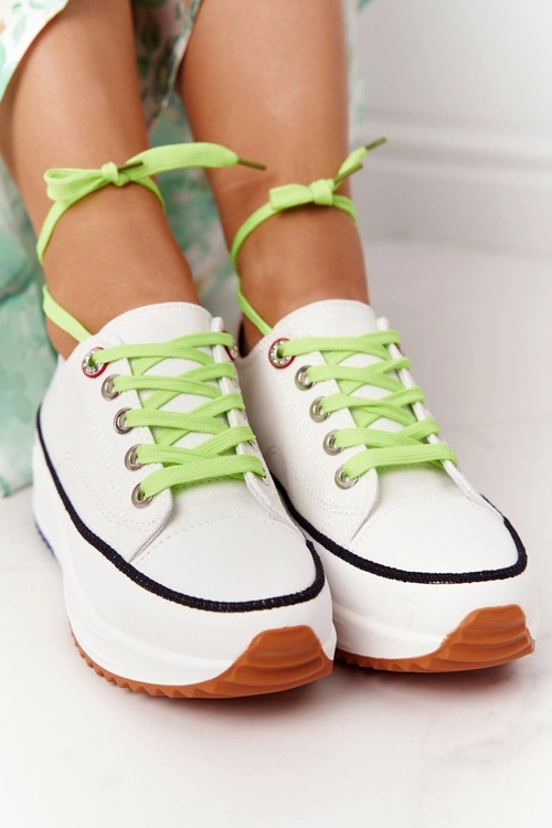 Damskie Trampki Na Platformie Białe Electric Love