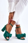 Modne Sandały Z Kokardą Na Obcasie Zielone Callum