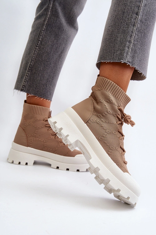 Damskie Skarpetkowe Wsuwane Botki Brązowe Solime