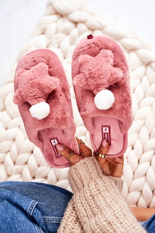 Damskie Papcie Z Futerkiem I Gwiazdką Pudrowy Róż Night-Night