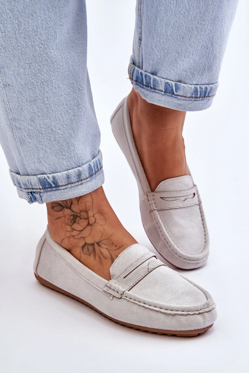 Damskie Klasyczne Zamszowe Mokasyny Szare Ivana