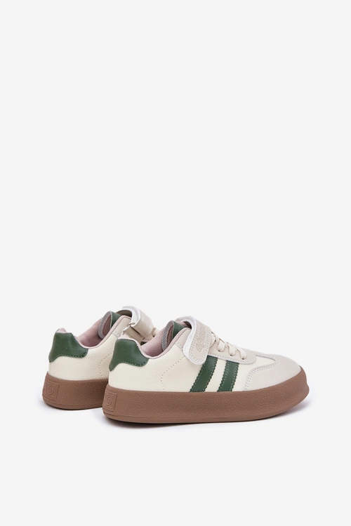 Sneakersy Dziecięce Na Platformie Beżowo-Zielone Sopiaella