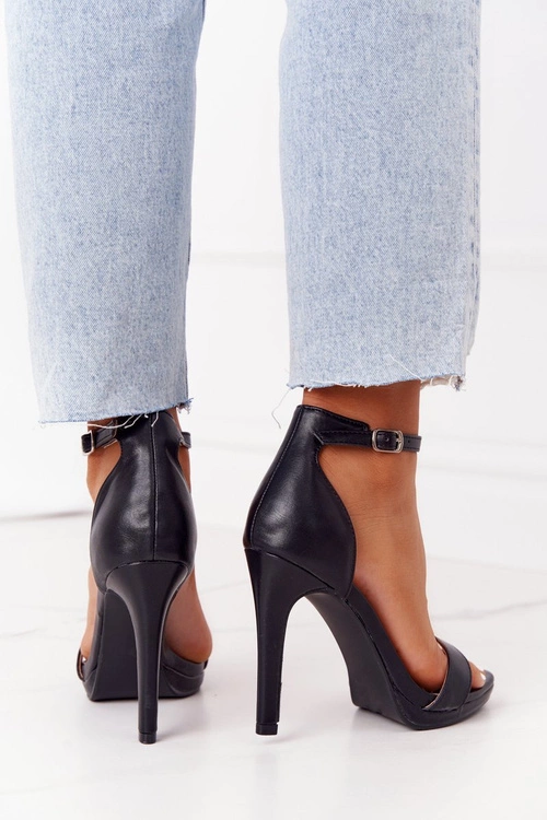 Eleganckie Sandały Na Szpilce Czarne Glamour