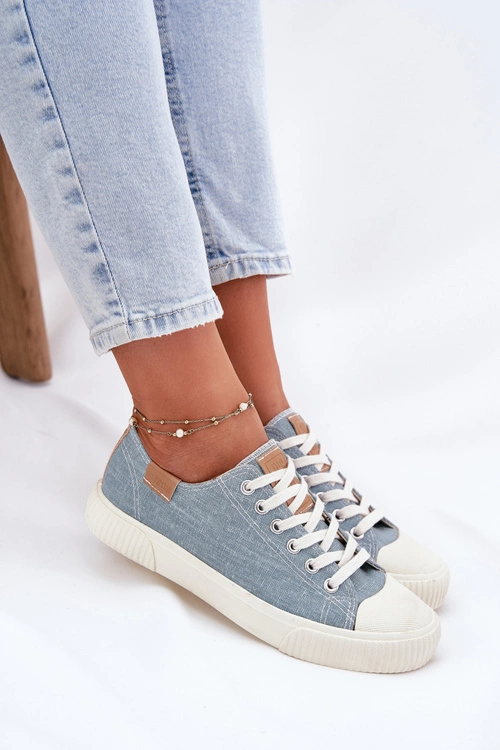 Materiałowe Trampki Damskie Big Star RR274796 Niebieskie