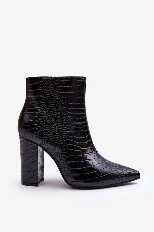 Botki Na Słupku Wężowy Wzór Czarne Daldala