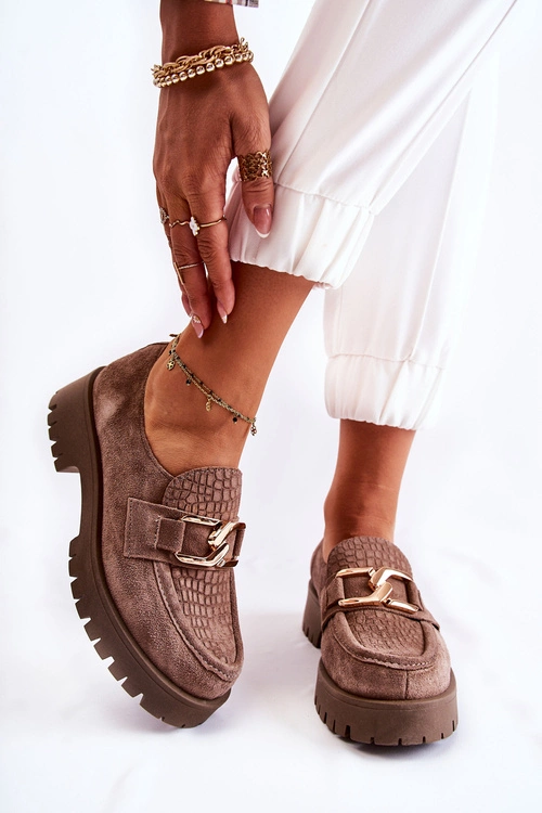 Modne Zamszowe Półbuty Loafery Jasnobrązowy Lemar Rayhan