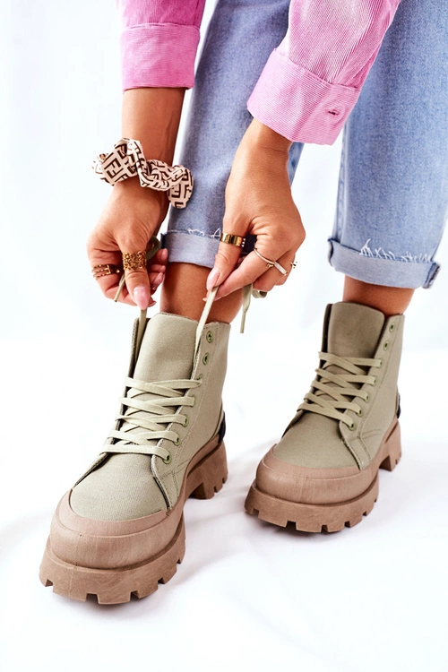 Damskie Botki Trapery Zielone Any One