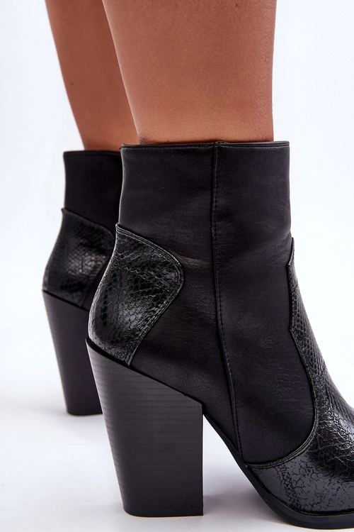 Damskie Skórzane Kowbojki Botki Czarne Fiorene