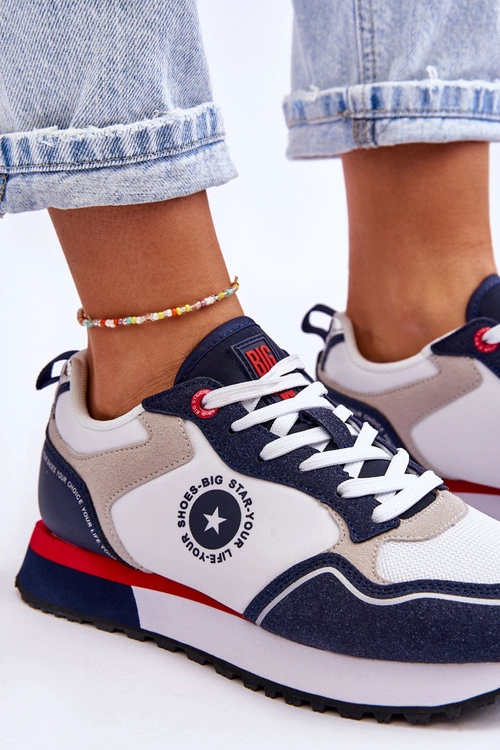 Damskie Sneakersy Memory Foam System Big Star LL274538 Biało-Granatowe