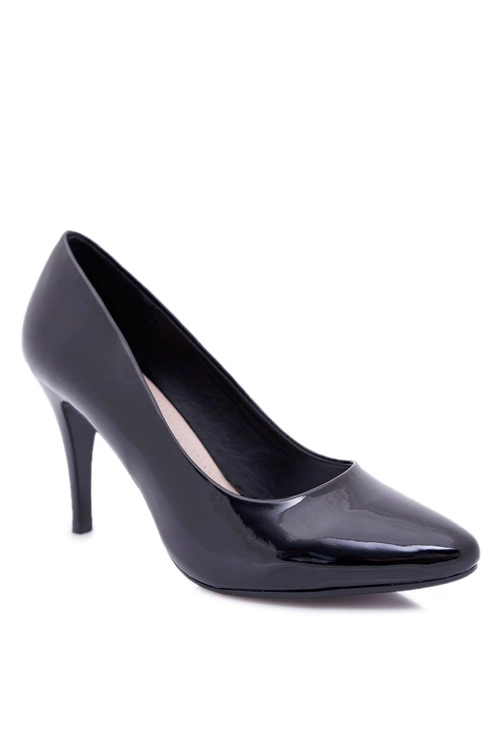 Sergio Leone Lakierowane Czółenka Szpilki Czarne Greca