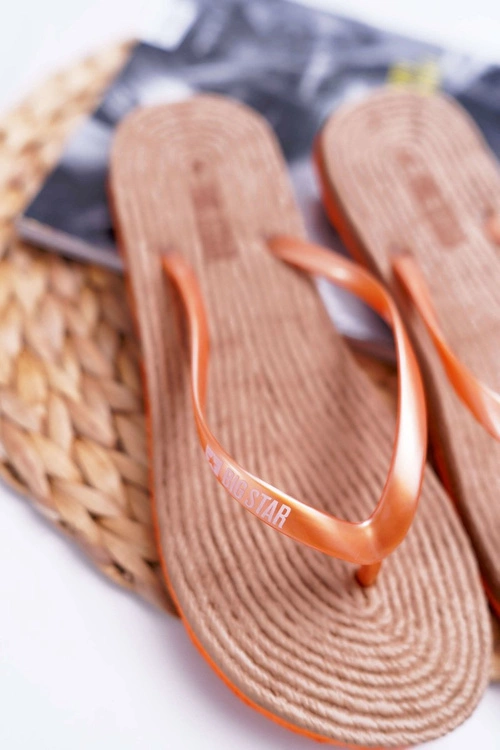 Klapki Damskie Japonki Big Star Pomarańczowe AA274A120