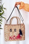 Pleciona Torebka Shopper Na Plażę NOBO XK0410 Beżowa