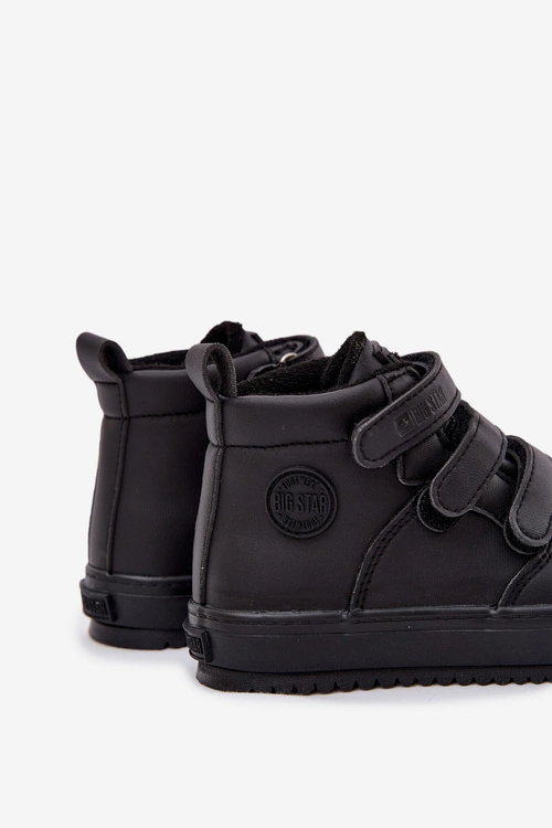 Ocieplane Botki Sneakersy Dziecięce Na Rzepy Big Star SS374070 Czarne