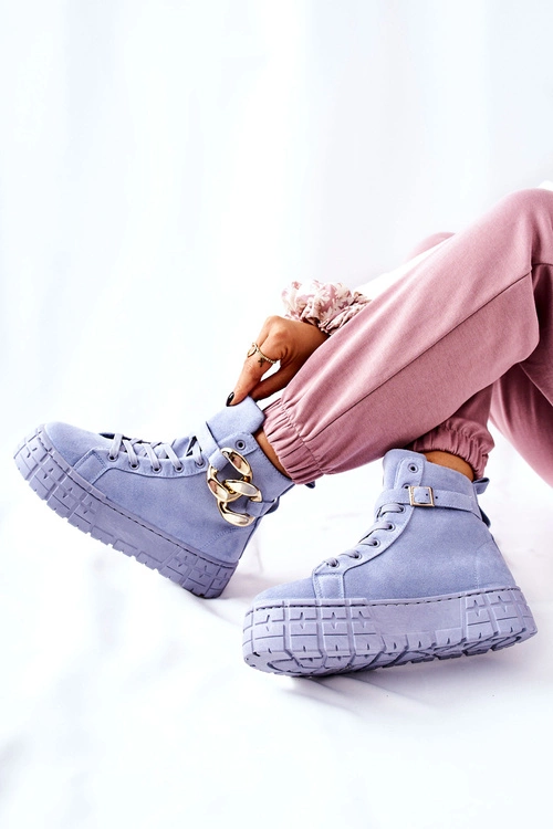 Wysokie Trampki Na Platformie Niebieskie Evenia