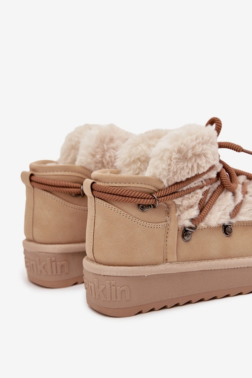 Śniegowce Dziecięce Młodzieżowe Z Futerkiem D.Franklin DFSH370011 Beżowe