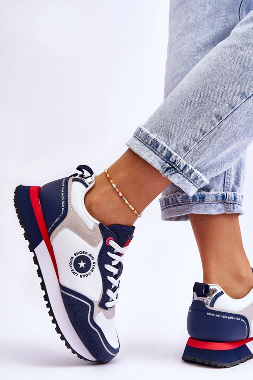 Damskie Sneakersy Memory Foam System Big Star LL274538 Biało-Granatowe