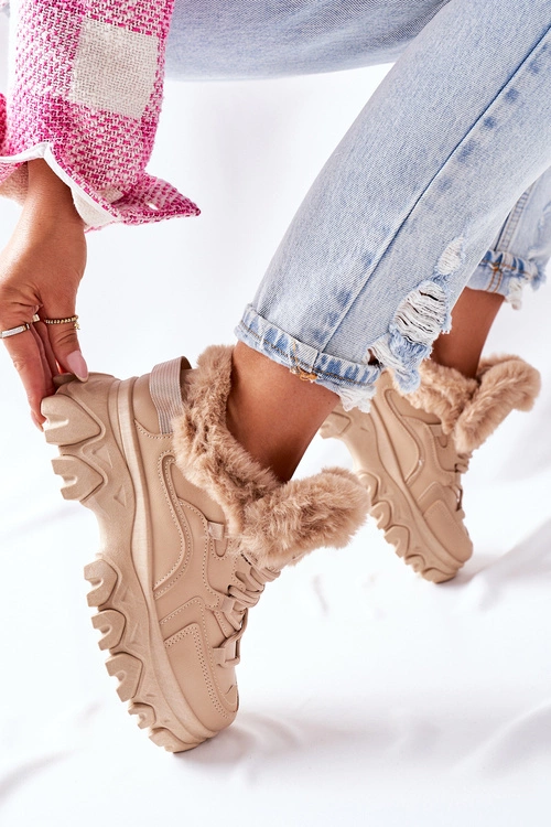 Damskie Ocieplane Trapery Beżowe Limerick