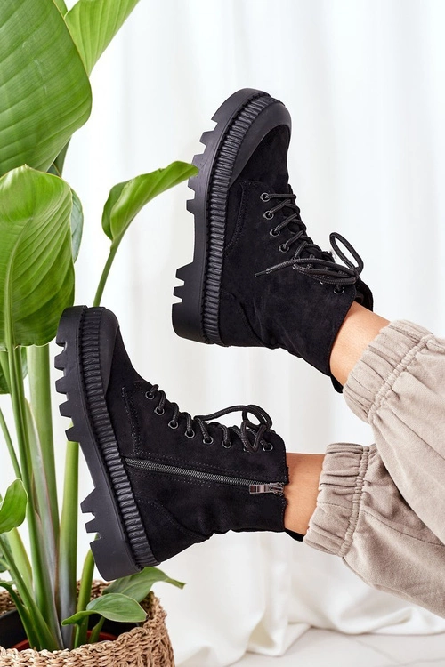 Zamszowe Trapery Na Platformie Czarne Here I Am