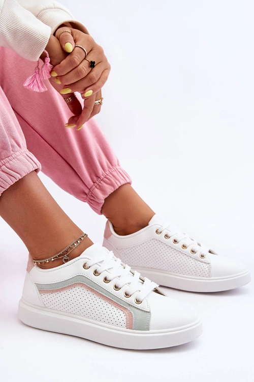 Klasyczne Buty Sportowe Damskie Biało-Różowe Amaranti