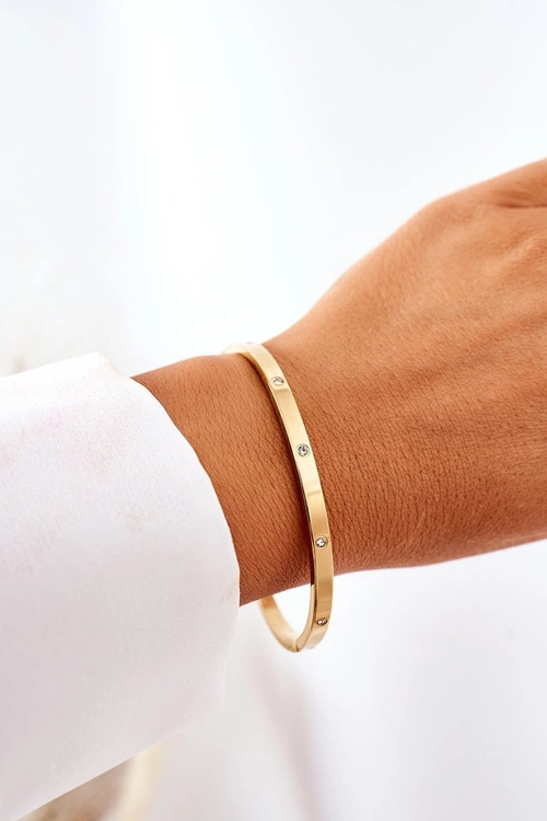 Bransoletka Stalowa Z Cyrkoniami Złota