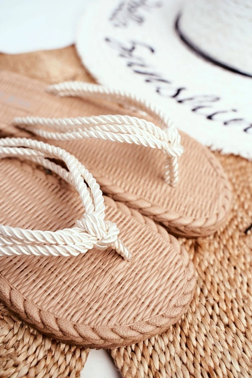 Klapki Damskie Piankowe Japonki Sznurek Białe Madrid