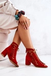 Zamszowe Ażurowe Botki Maciejka Czerwone 04040-08