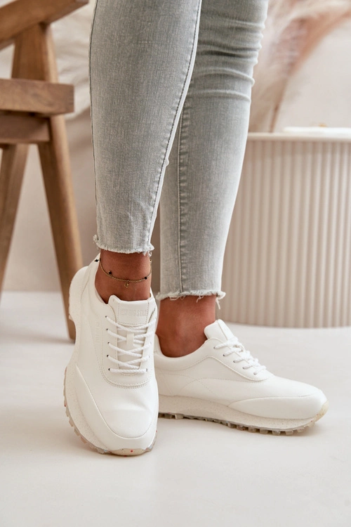 Damskie Sneakersy Buty Sportowe Z Eko Skóry Big Star OO274023 Hi-Poly System Białe