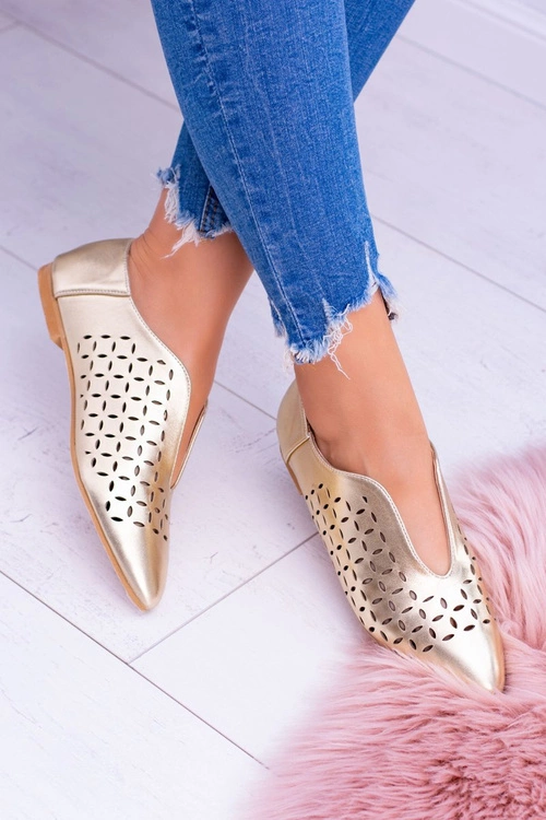 Lu Boo Złote Damskie Wsuwane Półbuty Synthia